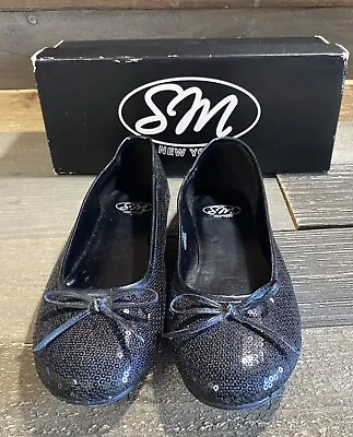 $12 • Buy SM New York Women’s Disco Sequined Black Size 9 Med, Slip On Ballet Flats