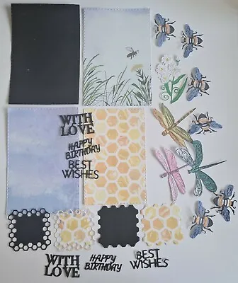 £3.45 • Buy Bee And Dragonfly  Die Cut Toppers Backing Sentiments 24 Piece  Junk Scrapbook