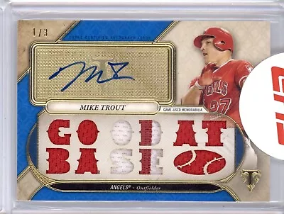 Mike Trout 2017 Topps Triple Threads Patch Auto 1/3 Blue Angels • $171.50