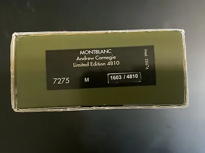 Montblanc Patron Of The Art 4810 Edition Von 2002 Andrew Carnegie Brand New • $3500