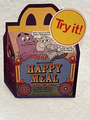 McDonalds 1979 Happy Meal Advertising Crew Badge Paper Pin On 4  Try It! NOS VTG • $24.95