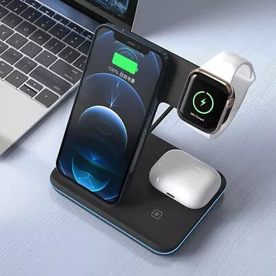 Wireless Charger Charging Station 3In1 For Apple Watch Air Pods IPhone 14 13 15 • $12.99