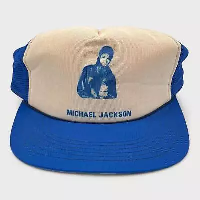 Vintage 1980s Michael Jackson Blue Snapback Trucker Hat Cap • $40