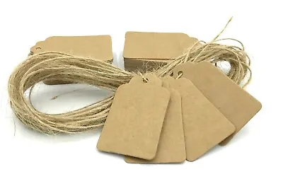 £3.29 • Buy 10/25/50/100 Kraft Paper Gift Tags Scallop Label Luggage Wedding + Strings 5x3cm