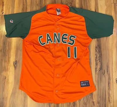 Miami Hurricanes  Canes  #11 Baseball Jersey NCAA Orange Size XL See Measurments • $24.88