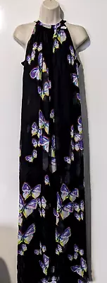 ERIN Erin Fetherston Women's Butterfly Garden Maxi Dress Sz 0 100% Silk EUC • $75.99