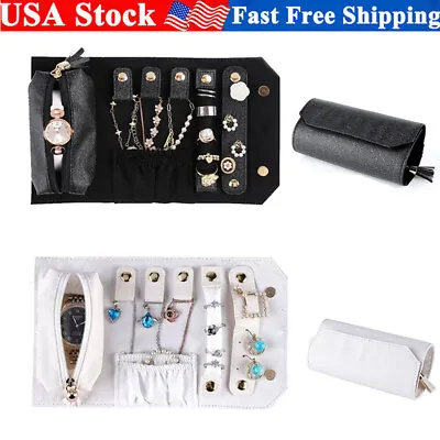Jewelry Organizer Roll Travel Foldable Jewelry Rings Earrings Necklaces Case Bag • $9.72