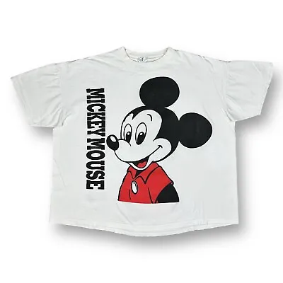 Vintage 90s Disney Mickey Mouse Graphic T-Shirt Size 2XL USA Made Double Sided • $24.99