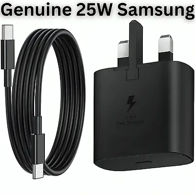 Genuine 25W Super Fast Charger Plug & Cable For Samsung Galaxy S22 S23 S24Ultra. • £7.29