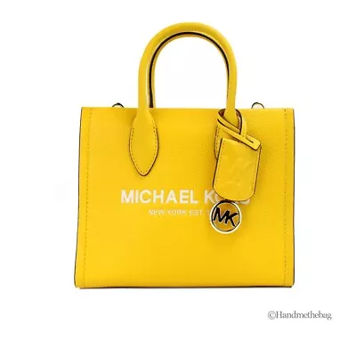 Michael Kors Mirella Small Jasmine Yellow Leather Top Zip Shopper Tote Bag • $119