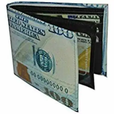 US New 100 Hundred Dollar Bill Bi-Fold Men's Leather Wallet Printed In Gift Box • $9.99