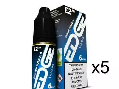 5x 10ml Edge E-Liquid British Tobacco 3mg 6mg 12mg 18mg • £8.99