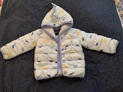 £3.99 • Buy Joules Pale Blue Dinosaur Coat Age 12-18 Months