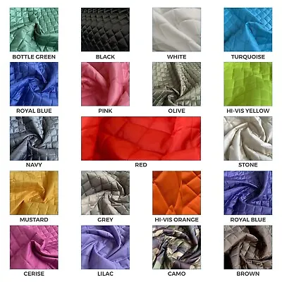 QUILTED FABRIC Waterproof 4oz Outdoor Bedding Jacket Upholstery Dress Clothing   • £10.99