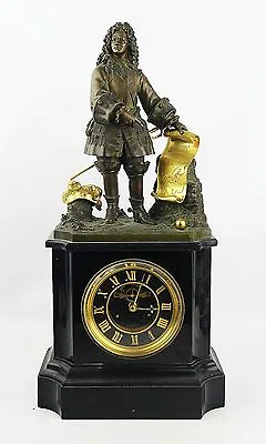 ANTIQUE FRENCH HIGH QUALITY 19th CENTURY MANTEL BRONZE CLOCK 20  TALL  NEED WORK • $1750