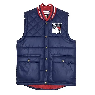 New York Rangers Puffer Vest Mitchell & Ness Snap Front Embroidered Blue • $65
