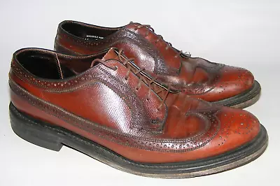 Stafford Men 11 D Brown Oxford Dress 608-0717 Leather Wing Tip Lace Up Shoe VTG • $28.95