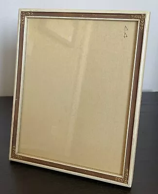 Vintage/Antique Wood Picture Frame Cream & Brown Flower Detail  Approx 8x10 • $15.99