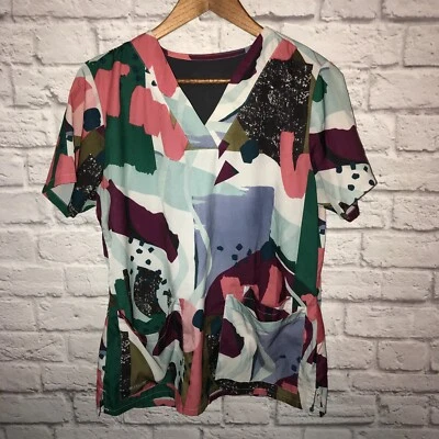 $10.49 • Buy Grey's Anatomy By Barco Scrub Top Womens Size M V-neck Signature Stretch Art 