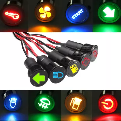 $10.05 • Buy 8 10 12 14 16mm Warning Pilot Light LED Dash Panel Indicator Lamp Car 12V-36V