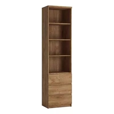 Fribo Tall Narrow 3 Drawer Bookcase In Oak • £244