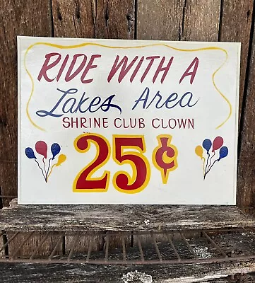 Vintage Carnival Parade Amusement Park Hand Painted Sign  On Wood ￼1950s • $147.50