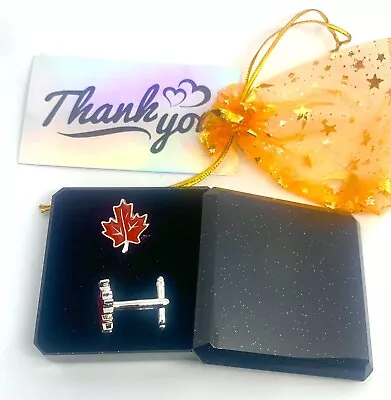 Red Maple Leaf Theme Cufflinks CANADA Wedding Shirt Suit  IN A CUFFLINK BOX • $24.77