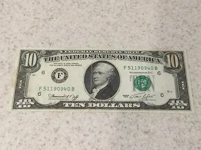 1974 $10 US Federal Reserve Note With Gutter Fold Error Paper Money Currency • $59
