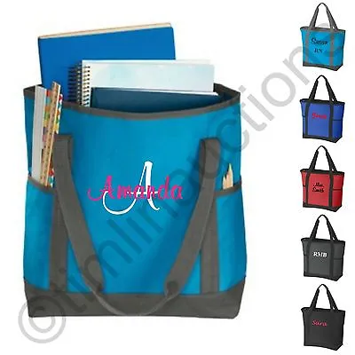 Zippered Personalized Tote Bag Teacher Nurse Gym Diaper Beach Travel Shopping • $17