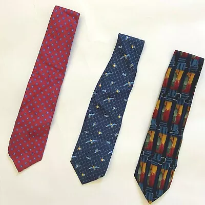 Lot Of 3 100% Silk Neck Ties Lands End Today Man Amber Beer Cocktail Collection • $10.99