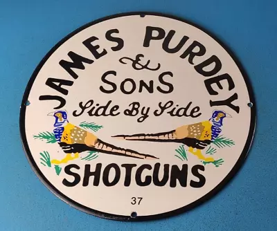 Vintage James Purdey Sign - Hunting Firearms Shot Gun Gas Pump Porcelain Sign • £135.37