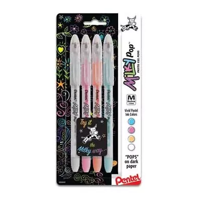 Pentel Milky Pop Gel Pen 0.8mm Med Line Pastel Asst Ink 4/Pk School Office Home • $10.50