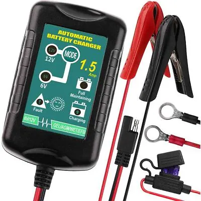 6V 12V Battery Charger Maintainer Trickle For Motorcycle RV ATV Truck Car Mower • $22