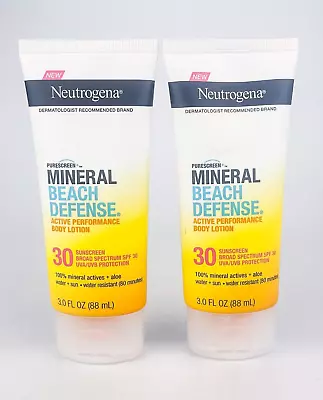 Neutrogena Mineral Beach Defense 30 SPF Body Lotion 3 Fl Oz Ea Lot Of 2 Bb11/24 • $16.95