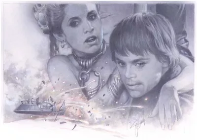 $1999.99 • Buy A Tsuneo Sanda Signed Original Luke & Slave Leia Art ~ Star Wars Celebration VII