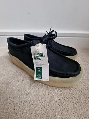 Clarks Originals WALLABEE CUP Moccasin Womens 6.5 Nubuck Leather Shoes Black  • £50