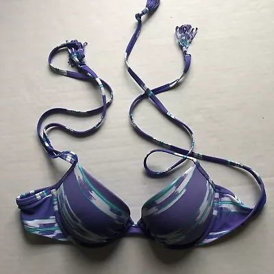 Aerie Brooke Purple Blue Padded Tassel Bikini Top Women’s Sz 34B A1055 • £9.64