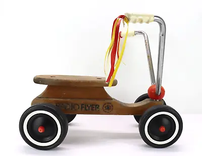 Vintage Radio Flyer Maple Wood USA 4 Wheel Tiny Trike Bike Riding Toy • $42