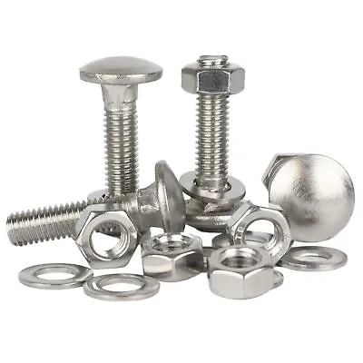 M10 Carriage Bolts Coach Bolt + Hex Full Nuts & Washers Kit A2 Stainless Steel • £346.81