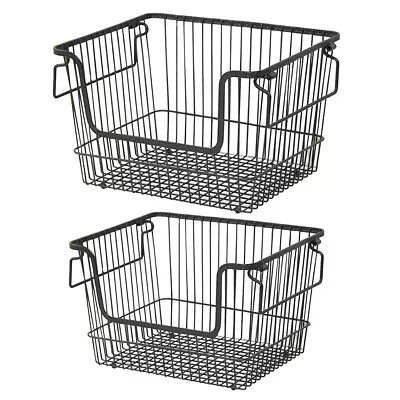 £9.95 • Buy Wire Mesh Basket Farmhouse Kitchen Fruit Food Freezer Storage Organizer & Handle