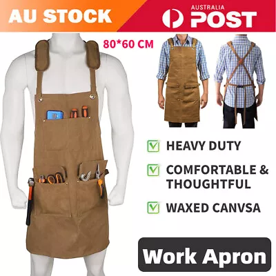 Waxed Canvas Tool Work Shop Apron Woodworking Chef Workshop Unisex  Heavy Duty • $45.99