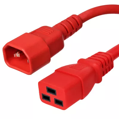 IEC 320 Power Cord C14 To C19 - Red 6 Ft 15A/250V 14 AWG - Iron Box IBX-2501 • $11.08