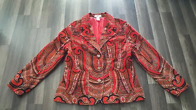 Issac Mizrahi For Target Womens Paisley XL Size Red Multicolor 3 Buttons Jacket • $19.95