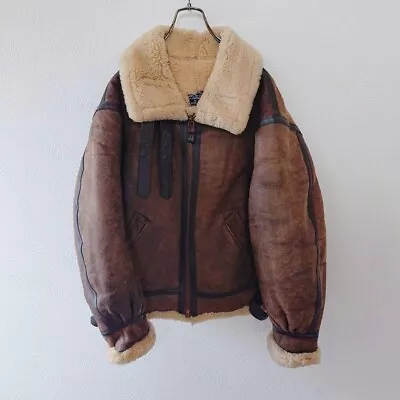 AVIREX B-3 Boa Bomber Jacket Blouson Men Size 38 Mouton Sheepskin From Japan • $854.96