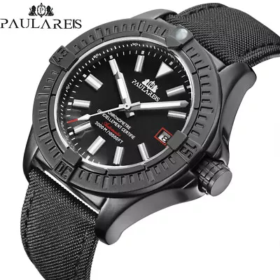 PAULAREIS Men's Fully Automatic Mechanical Wrist Watch Luminous Canvas Leather • $62.25