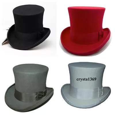 Vintage Top Hat Magic Performing Cap Wool Mad Hatter Tall Hat Height 18CM Gift • $34.99