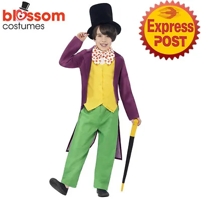 N1059 Roald Dahl Willy Wonka Chocolate Factory Boys Book Week Fancy Kids Costume • $41.33