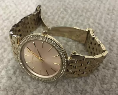 Michael Kors Mk3507 Darci Crytal Pave Gold S/steel Ladies Watch 16.5cm Wrist Fit • £49.99