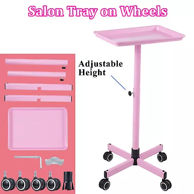 Adjustable Salon Trolley With Wheels For Hair Stylist Medical Dental Tray J4K0 • $52.79