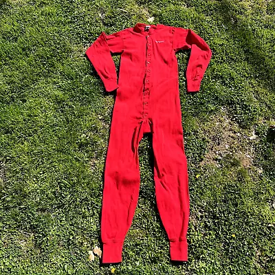 Carhartt Red 100% Cotton Midweight Thermal Union Suit Longjohns Men's Large K12 • $30.39